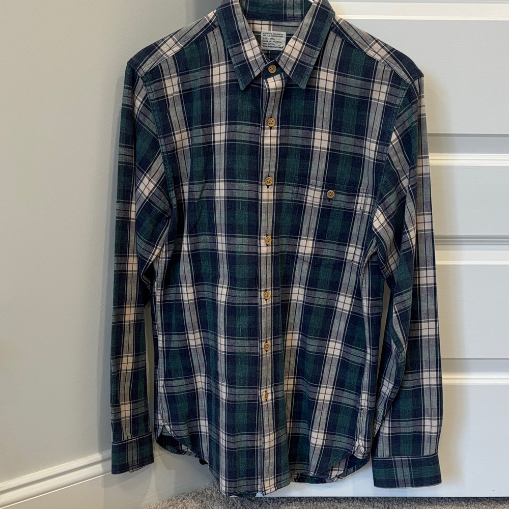Authentic Original Vintage Style Navy and Cream Plaid Shirt
